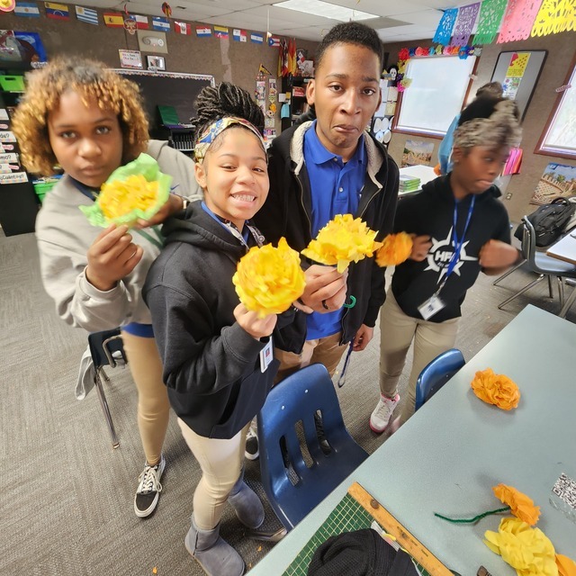 Students from Baldwin's Spanish class made paper flowers to celebrate Dia De Los Muertos.
